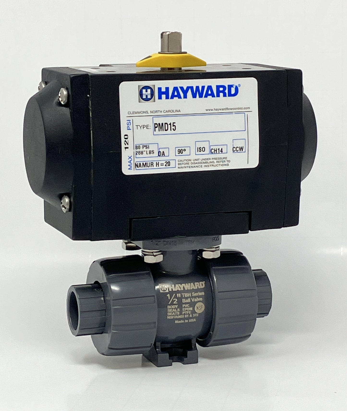 NEW Hayward PMD Series Air Actuated 1/2" PVC Ball Valve EPDM/Socket NSF